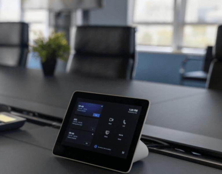 meeting table with phone