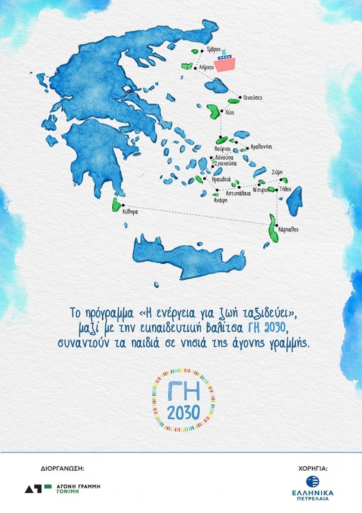 Η Βαλίτσα ΓΗ 2030 συναντά τα παιδιά σε 17 νησιά της άγονης γραμμής με χορηγό τον Όμιλο ΕΛΛΗΝΙΚΑ ΠΕΤΡΕΛΑΙΑ